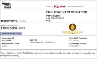 Income PreCheck Example