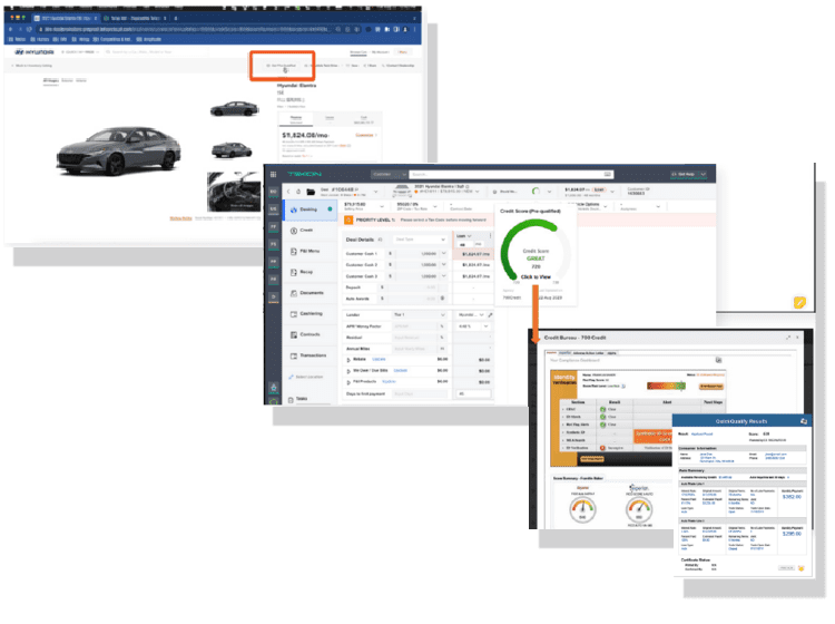 HTML Credit report with score summary from three bureaus at the top of the report