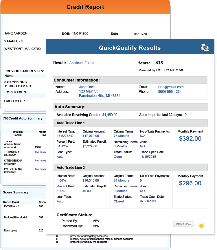 Credit Report and Prequalification Report